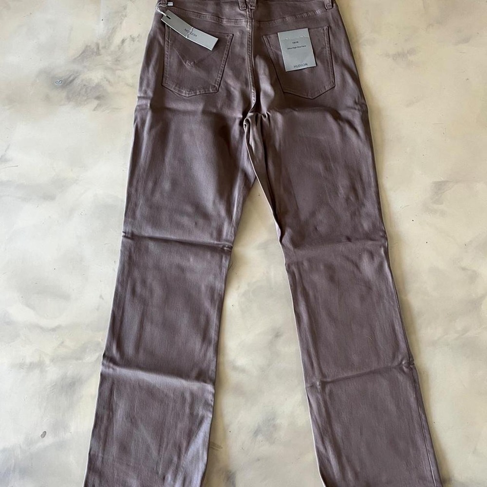 Hudson Jeans Coated Waxed Denim Straight Leg Dark Tan NWT Sz 28‎